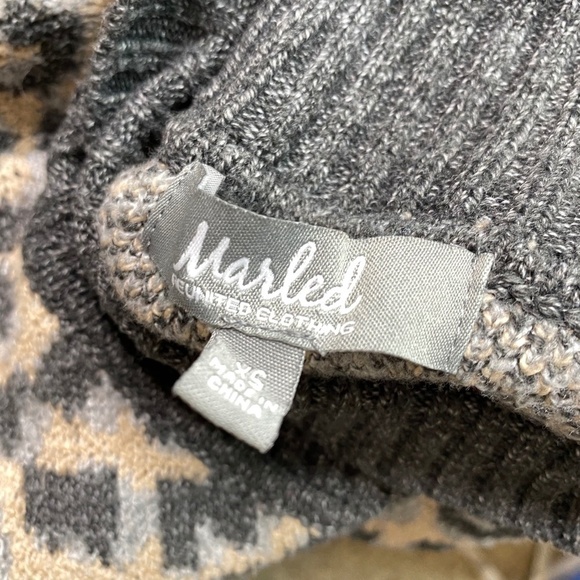 MARLED REUNITED CLOTHING Beige Gray Animal Print Turtleneck Pullover Sweater XS - Picture 6 of 8